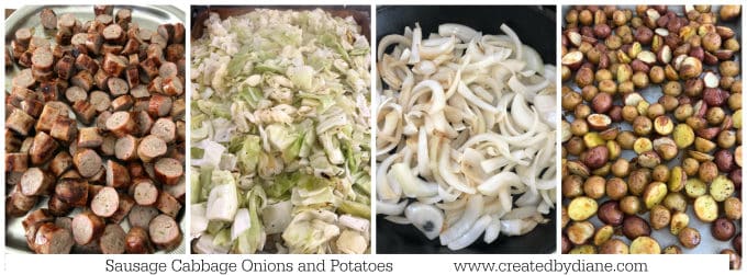 sausage cabbage onion and potatoes www.createdbydiane.com