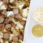 sausage potatoes cabbage and onions with mustard and sour kraut a fantastic party dish, covered dish, www.createdbydiane.com