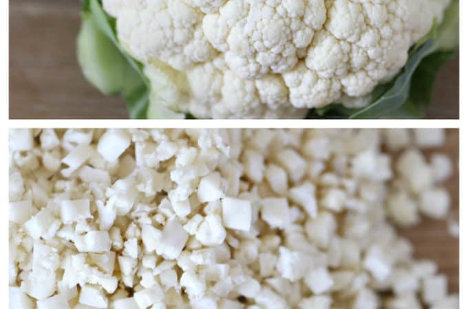 cauliflower recipes with cauliflower steaks cauliflower rice, diced cauliflower www.createdbydiane.com