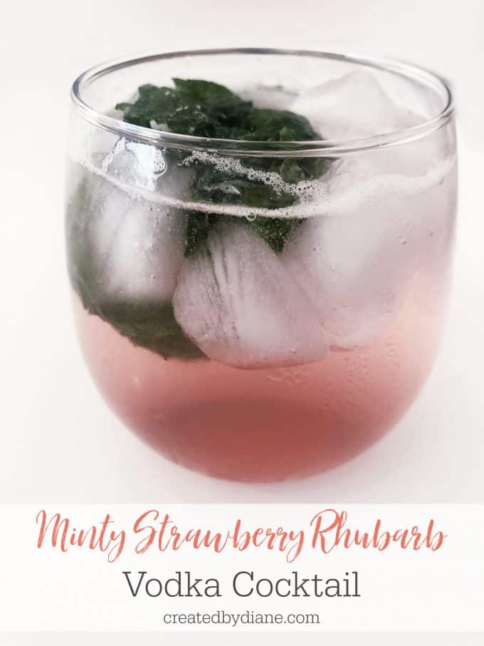 minty strawberry rhubarb vodka cocktail