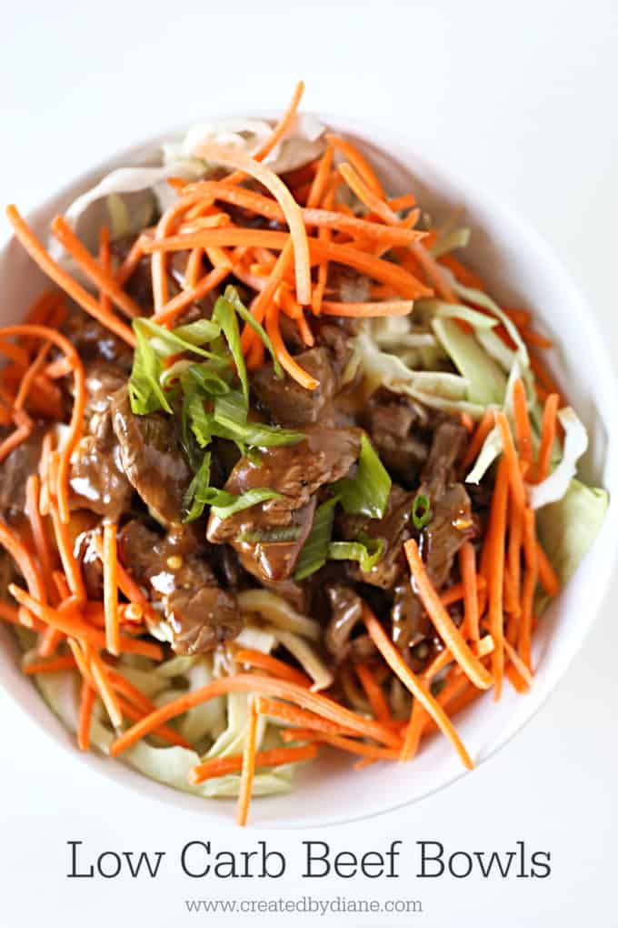 Low Carb Beef Bowls, Bean Sprouts, Cabbage and Saucy Beef www.createdbydiane.com