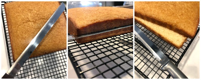 square vanilla cake, sliced for a layered cake www.createdbydiane.com