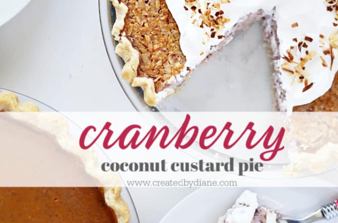 Holiday Pies-cranberry coconut custard pie from www.createdbydiane.com