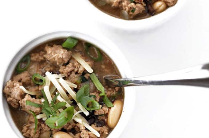 White turkey chili recipe from www.createdbydiane.com