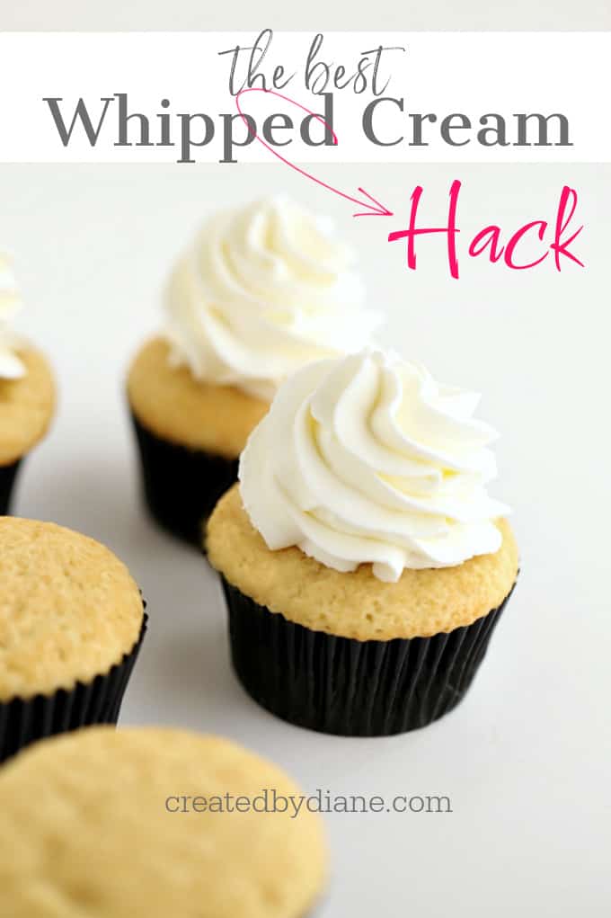 stabilized whipped cream hack, createdbydiane.com