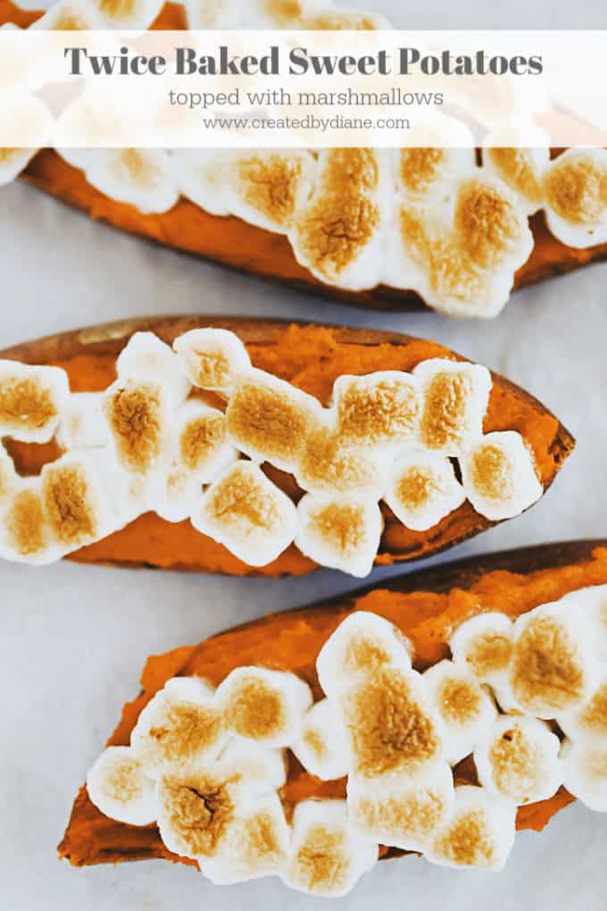 twice baked sweet potatoes with marshmallows www.createdbydiane.com