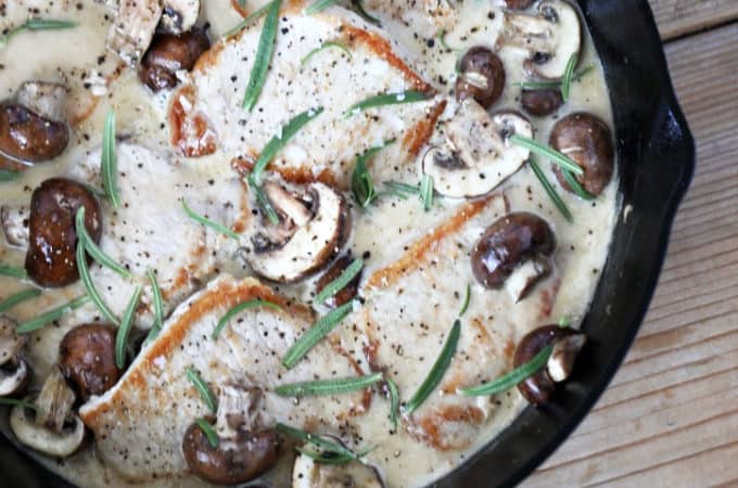 Pork Chops in Rosemary Wine Sauce