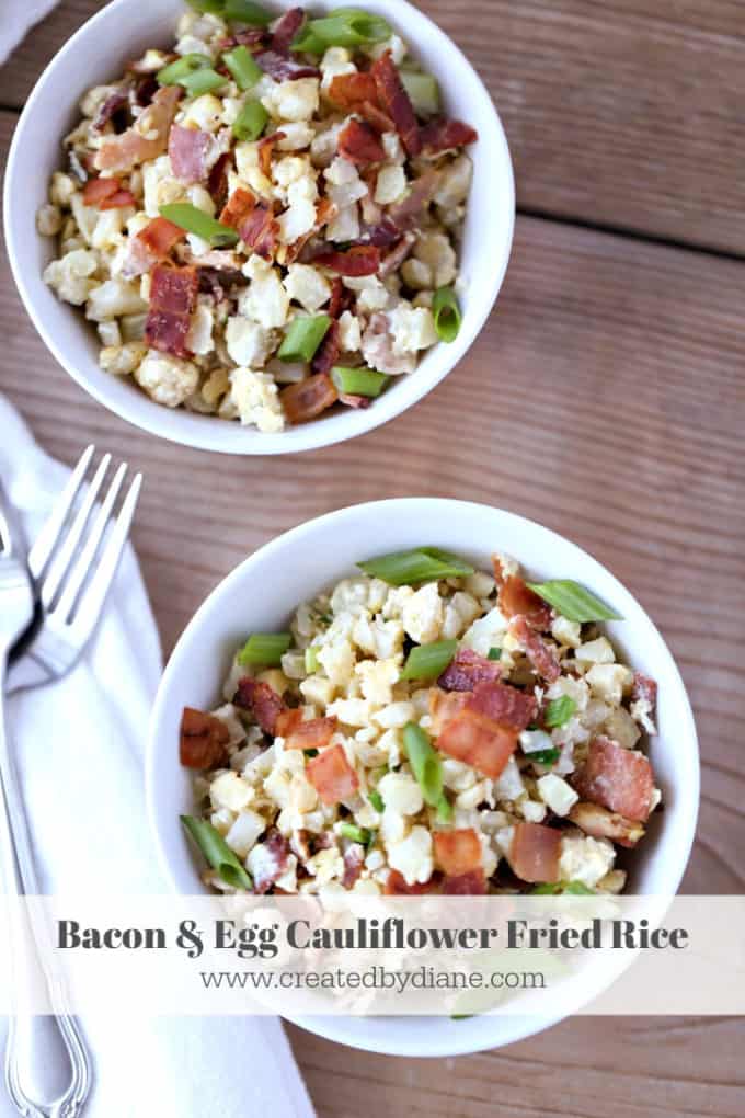 Bacon and Egg Cauliflower Fried Rice | Created by Diane