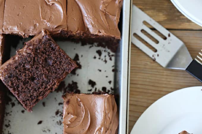 13x9 chocolate cake with chocolate cream cheese frosting createdbydiane.com