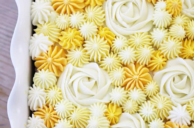 LEMON CAKE RECIPE with pretty yellow frosting createdbydiane.com
