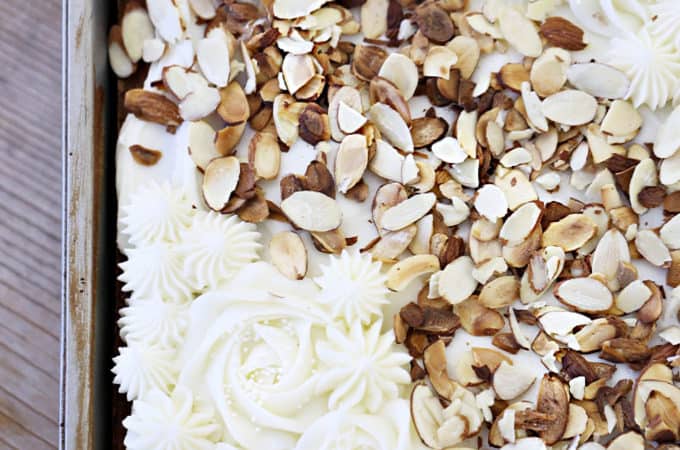 almond cake recipe with almond cream cheese frosting createdbydiane.com
