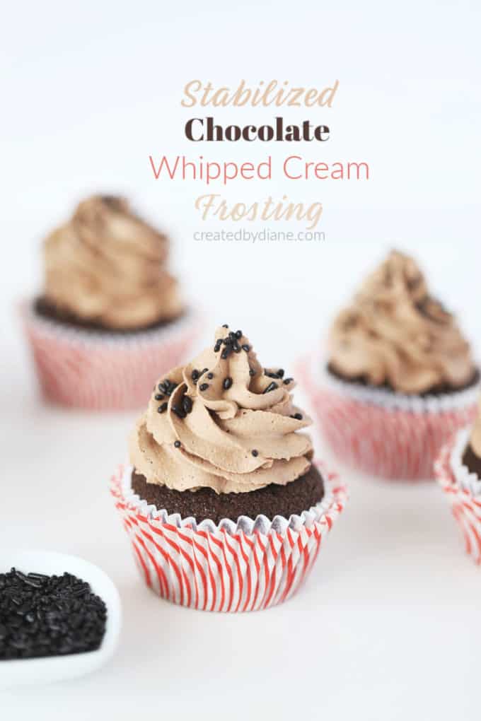 chocolate stabilized whipped cream frosting createdbydiane.com