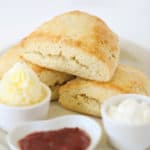cream scones with butter, jam and whipped cream