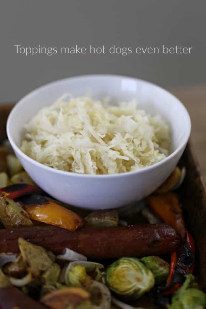 sauerkraut on hot dogs, createdbydiane.com