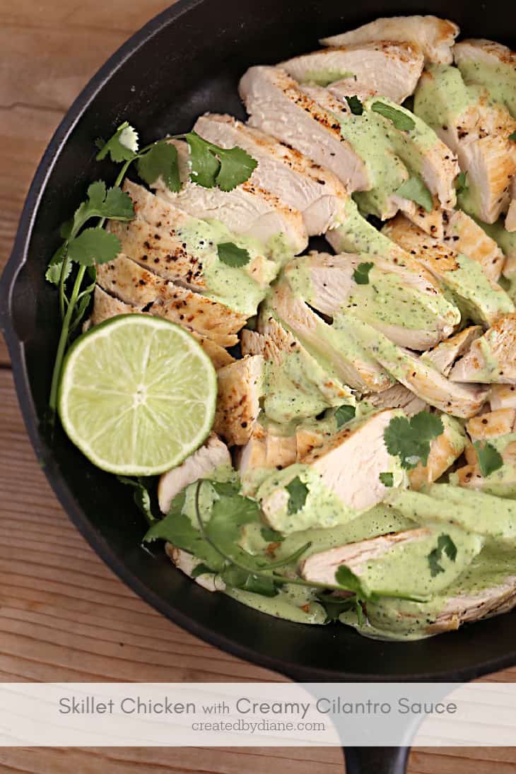 Skillet Chicken with Creamy Cilantro Sauce