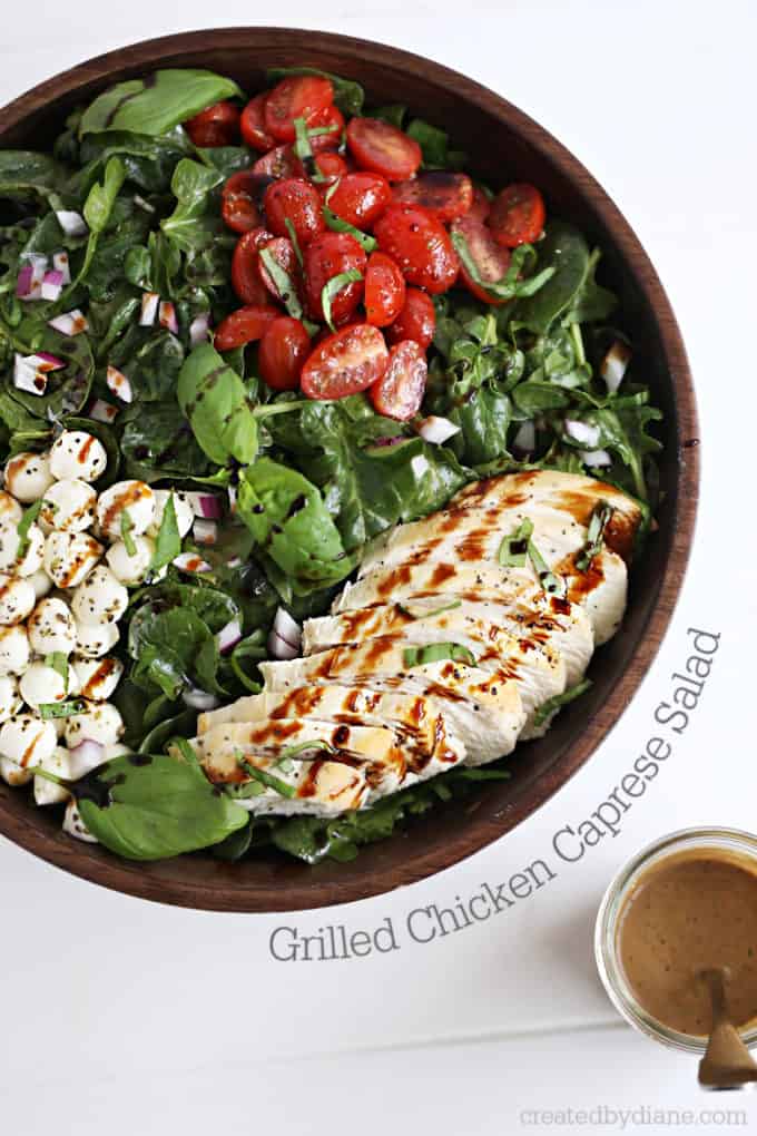 caprese salad with grilled chicken creamy balsamic