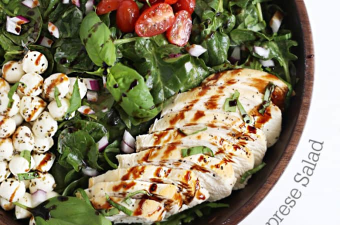 caprese salad with grilled chicken creamy balsamic
