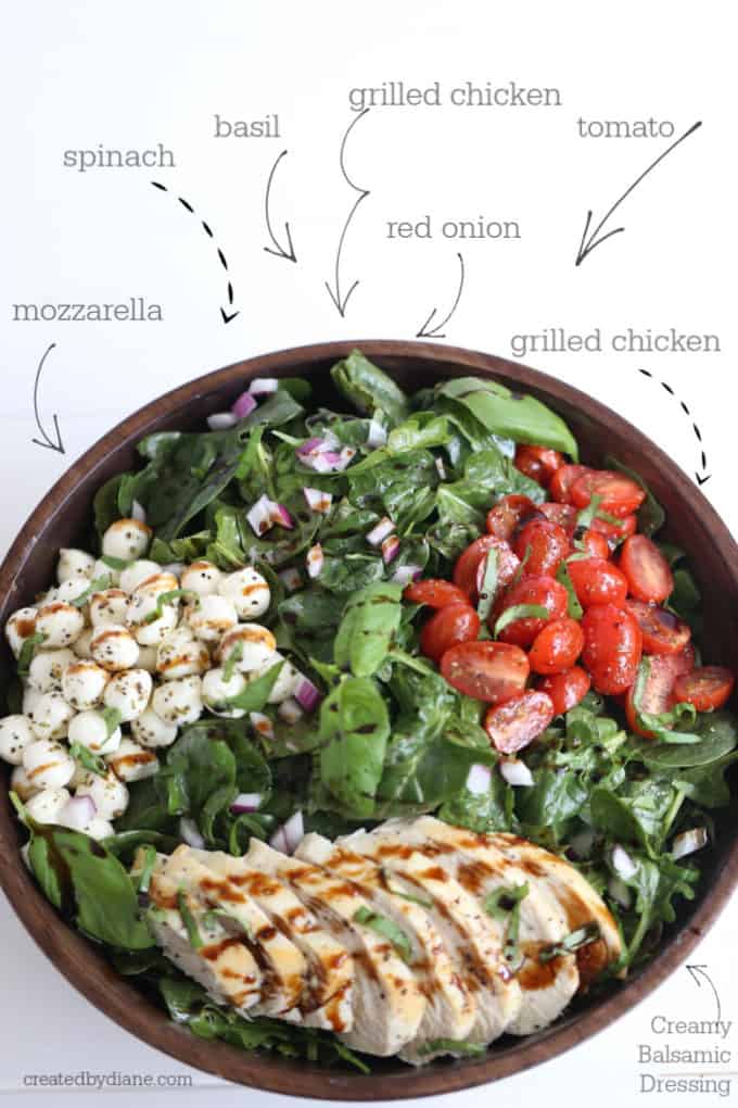 caprese salad with grilled chicken createdbydiane.com