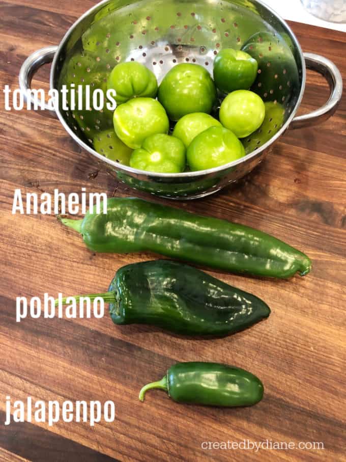 chili peppers and tomatillos