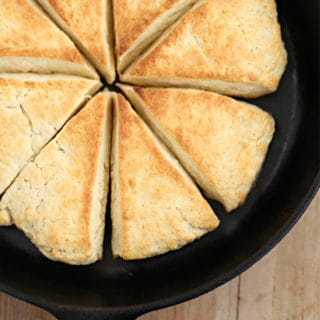 cream scone baked in a cast iron skillet