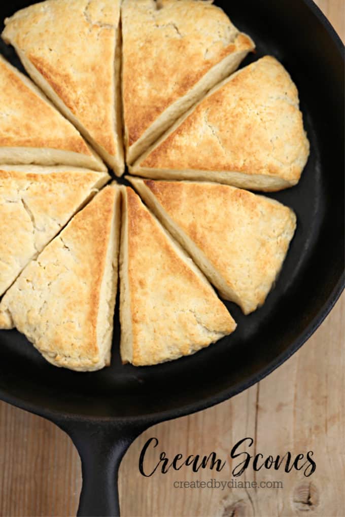 cream scone baked in a cast iron skillet