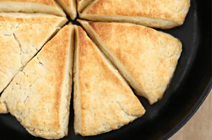 cream scone baked in a cast iron skillet