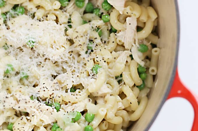 pasta and peas with chicken