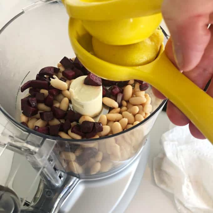 making white bean and beet hummus