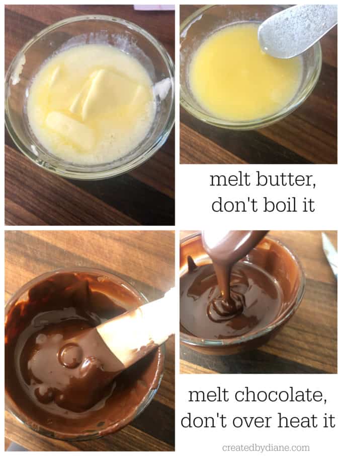melting butter and melting chocolate, not over heating or boiling createdbydiane.com