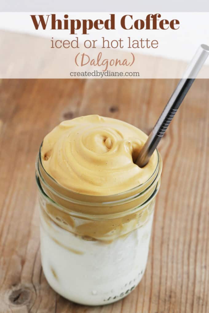 whipped coffee iced or hot dalgona South Korean Instant Coffee createdbydiane.com