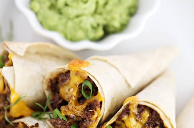 Taco Cones, rolled flour tacos with taco meat and cheese createdbydiane.com