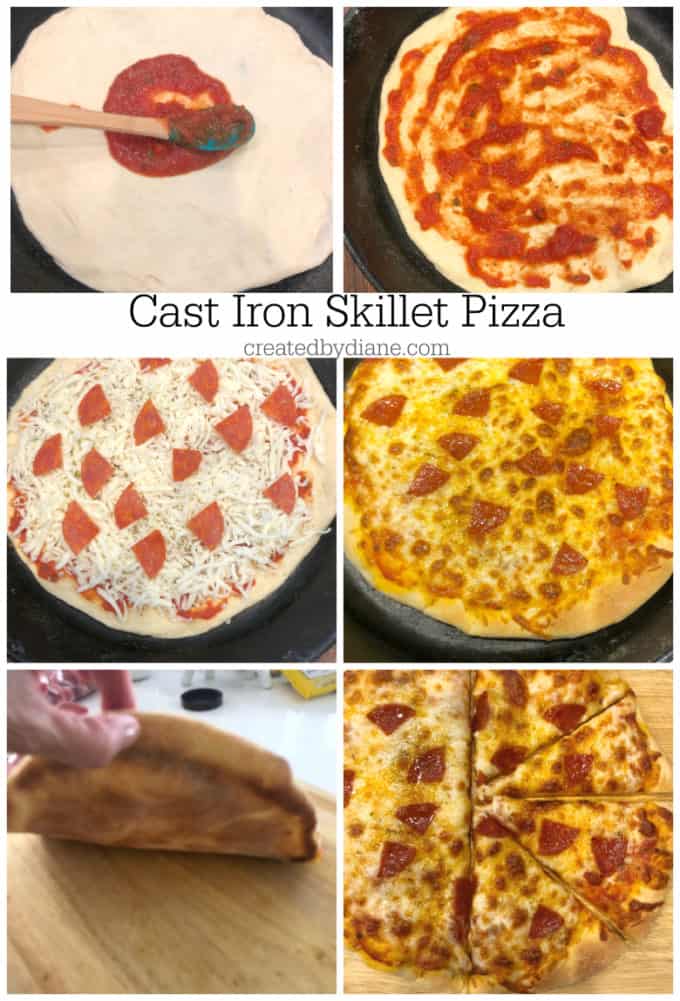 cast iron skillet pizza pepperoni pizza createdbydiane.com