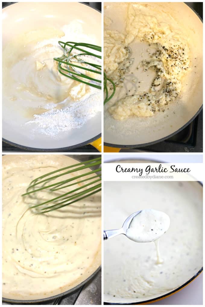 creamy garlic sauce recipe for pizza, pasta createdbydiane.com