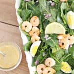 kale salad with shrimp and lemon garlic dressing