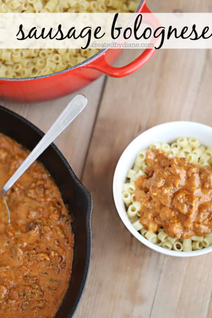 sausage bolognese recipe for pasta createdbydiane.com