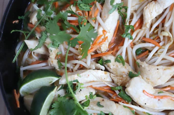 Chicken and Bean Sprouts, a simple 15 minute low carb meal createdbydiane.com