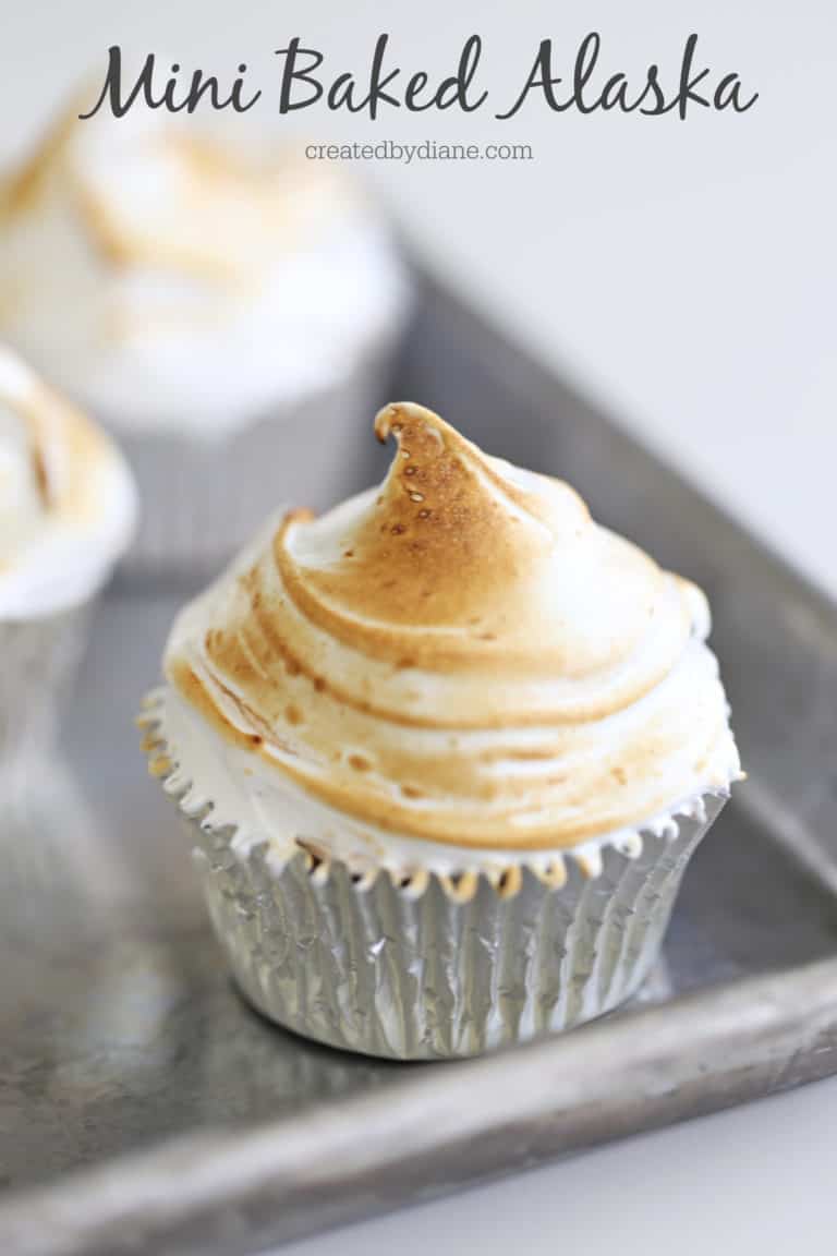 Mini Baked Alaska in foil cupcake liners createdbydiane.com
