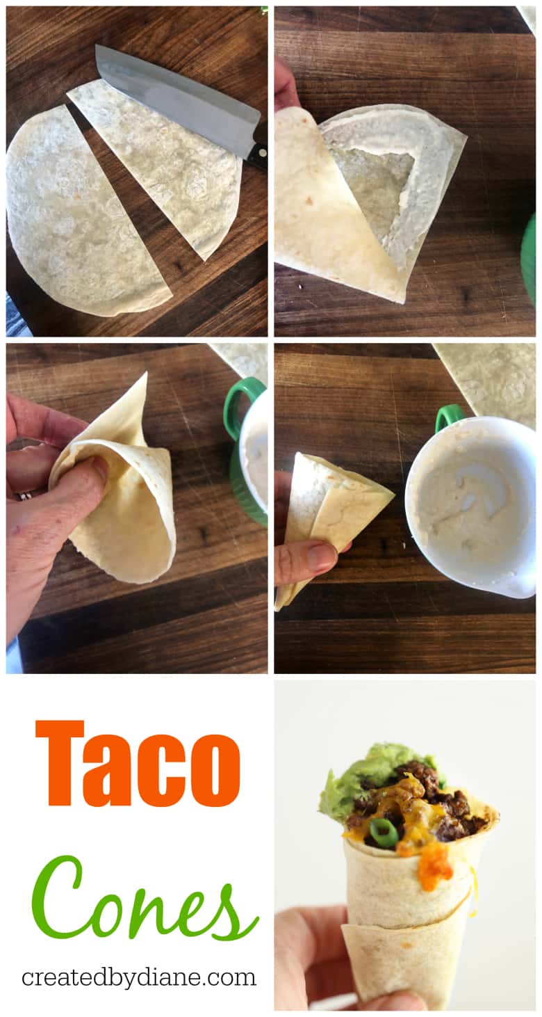 TACO CONES, so fun and easy to make! Get all the instructions at createdbydiane.com