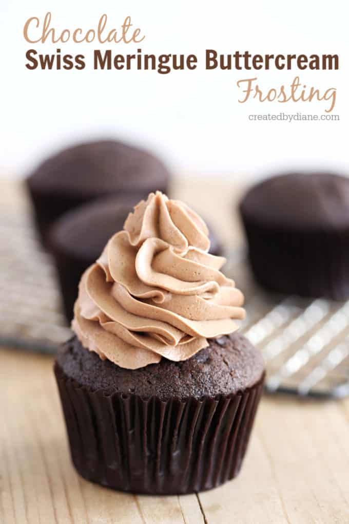 chocolate swiss meringue buttercream createdbydiane.com on chocolate cupcakes