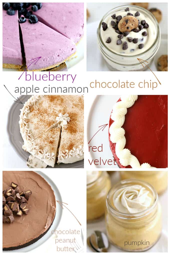 no bake cheesecake recipes made in springform pans, jars and and decorated with frosting too