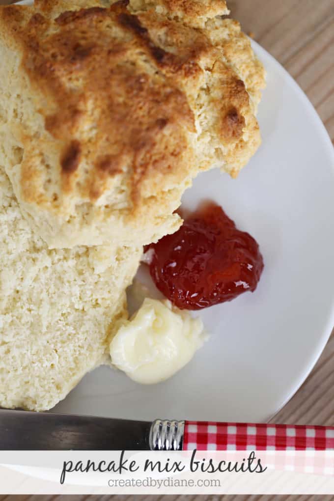 pancake mix biscuits with butter and jam createdbydiane.com