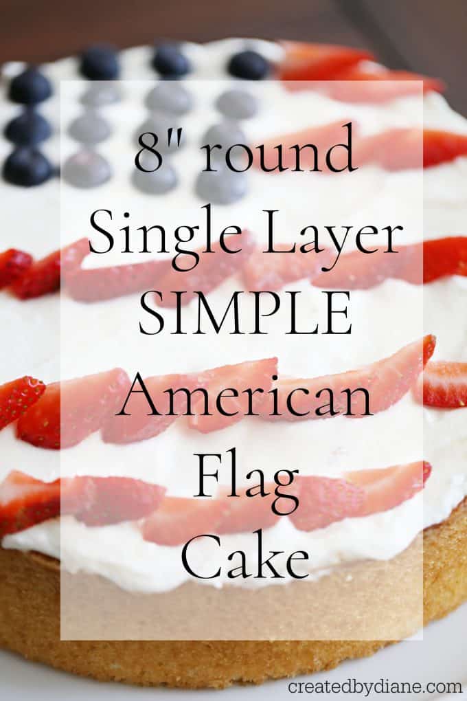 SIMPLE american flag cake 8inch round single layer vanilla cake with stailized whipped cream frosting and berries createdbydiane.com