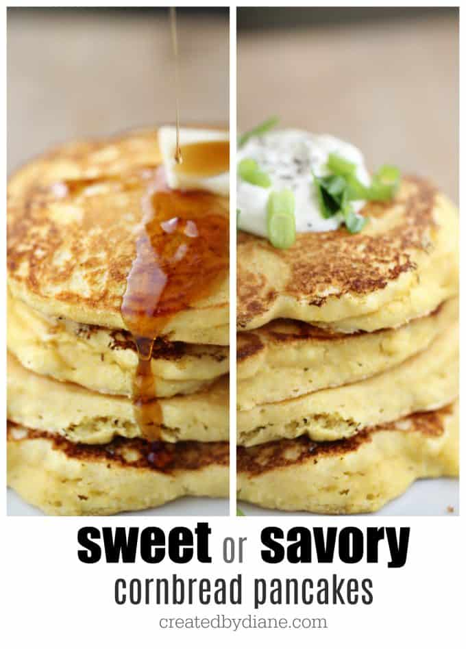 cornbread pancakes sweet or savory, so delicious made with buttermilk and cornmeal createdbydiane.com