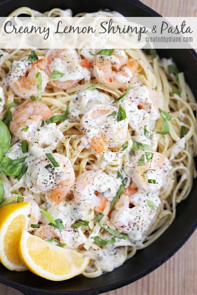 creamy lemon shrimp and pasta recipe from createdbydiane.com