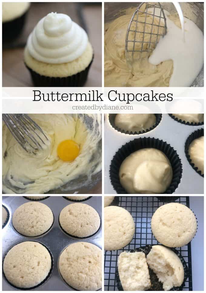 6 buttermilk cupcakes with cream cheese frosting createdbydiane.com