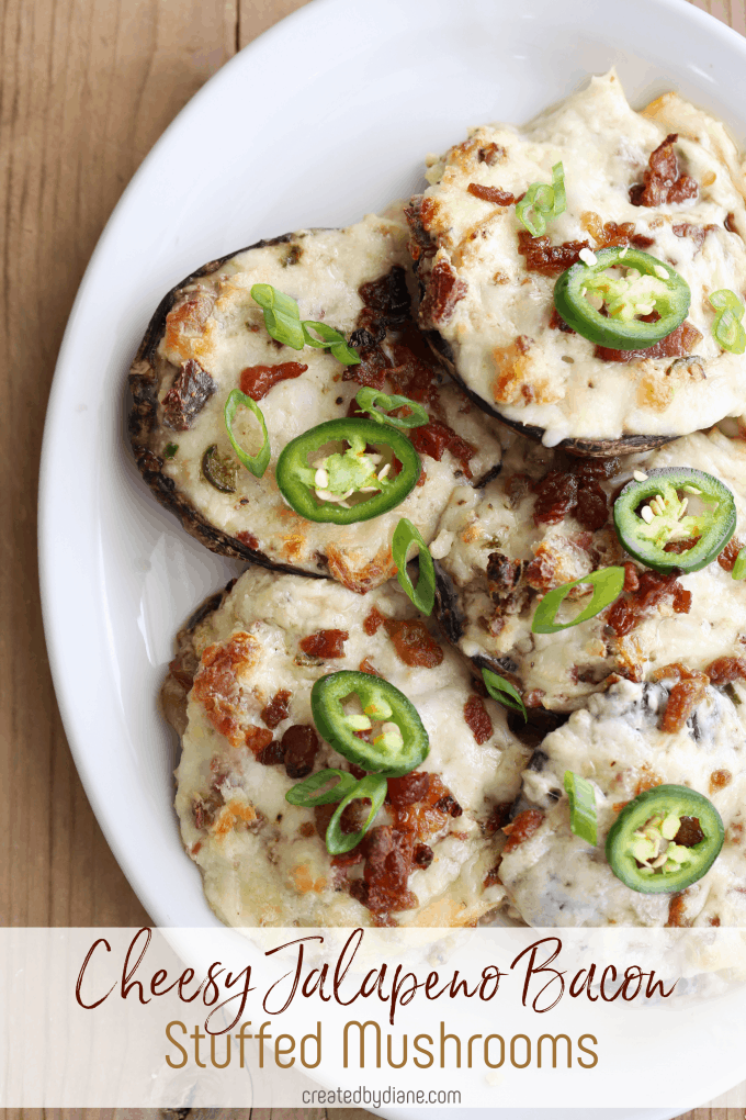 Cheesy Jalapeno Bacon Stuffed Mushrooms createdbydiane.com