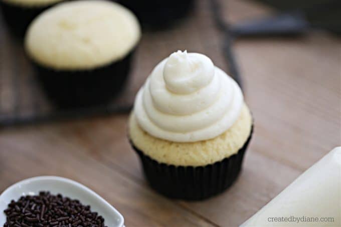 cream cheese frosting on top of buttermilk cupcakes createdbydiane.com