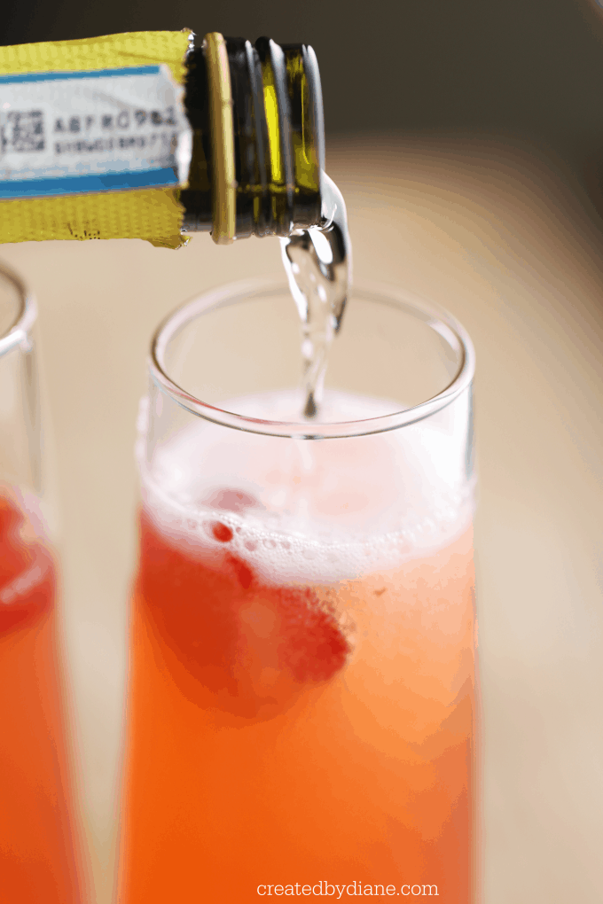 mimosas made with strawbvbery and lemonade createdbydiane.com