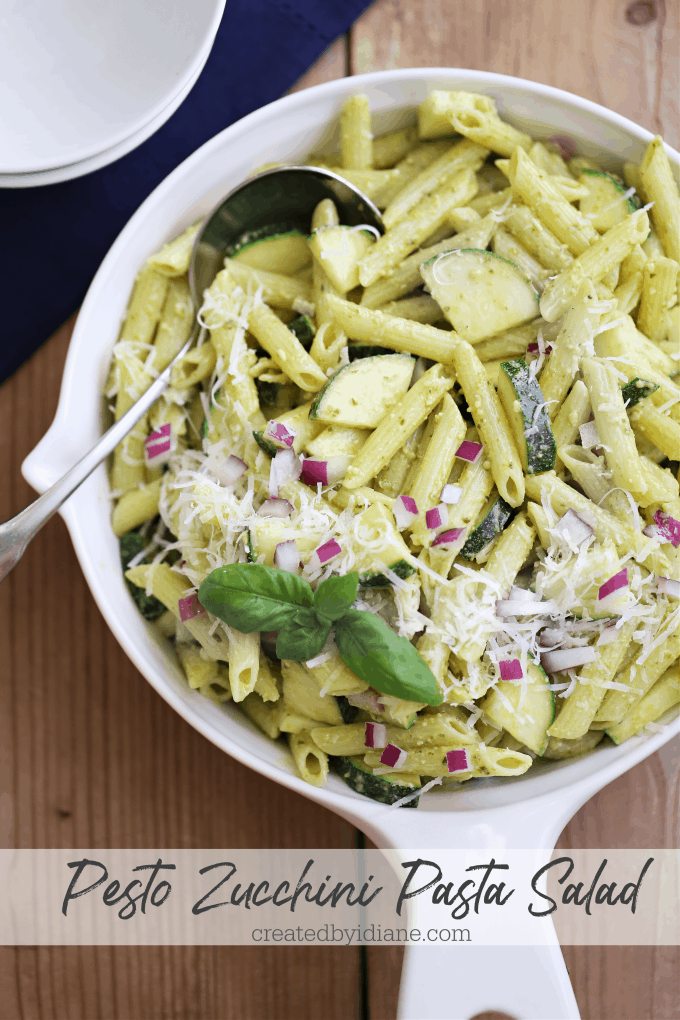 zucchini pesto pasta salad recipe from createdbydiane.com