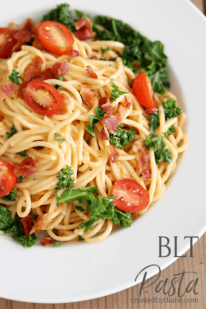 BLT Pasta with creamy buttermilk sauce createdbydiane.com